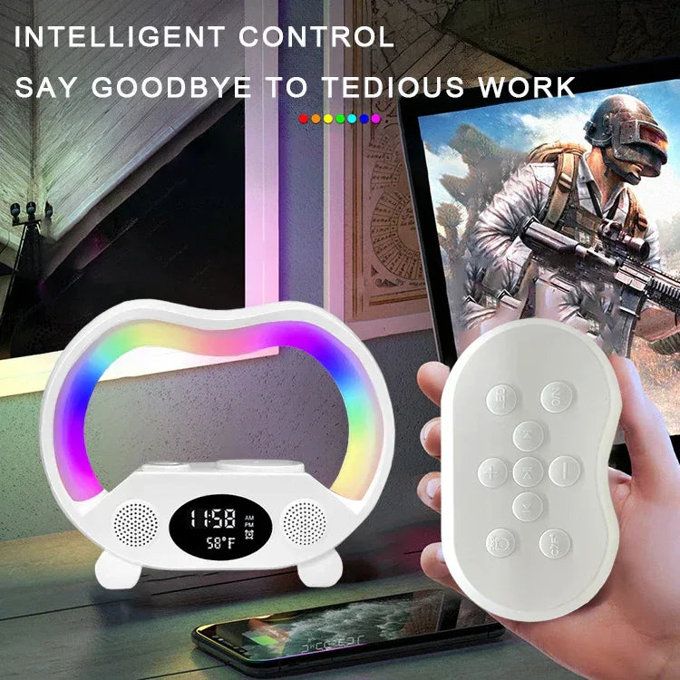 Wireless Charging Alarm Clock with RGB Lamp and Bluetooth Speaker Tidesmit
