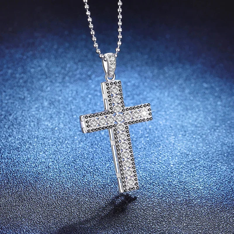 Platinum PT950 Geometric Moissanite CuteRomantic Full Cross Pendant Necklace D Color Light Luxury GRSCertified