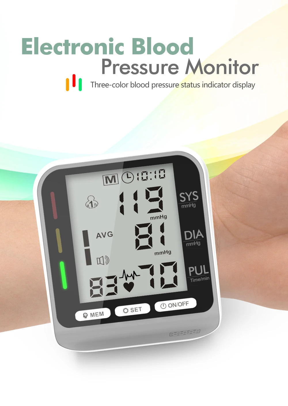 Kiuzou Wrist Blood Pressure Monitor Tonometer Tensiometer Automatic Digital Pulsometer Sphygmomanometer Health Monitor