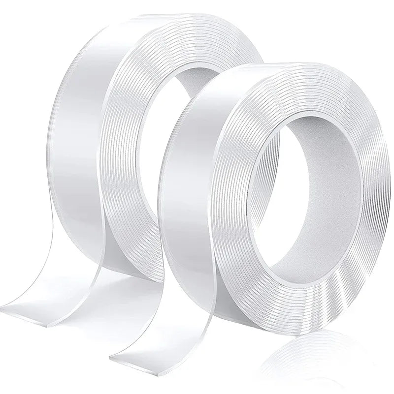 Transparent double-sided nano acrylic adhesive tape roll, clear, high-tack