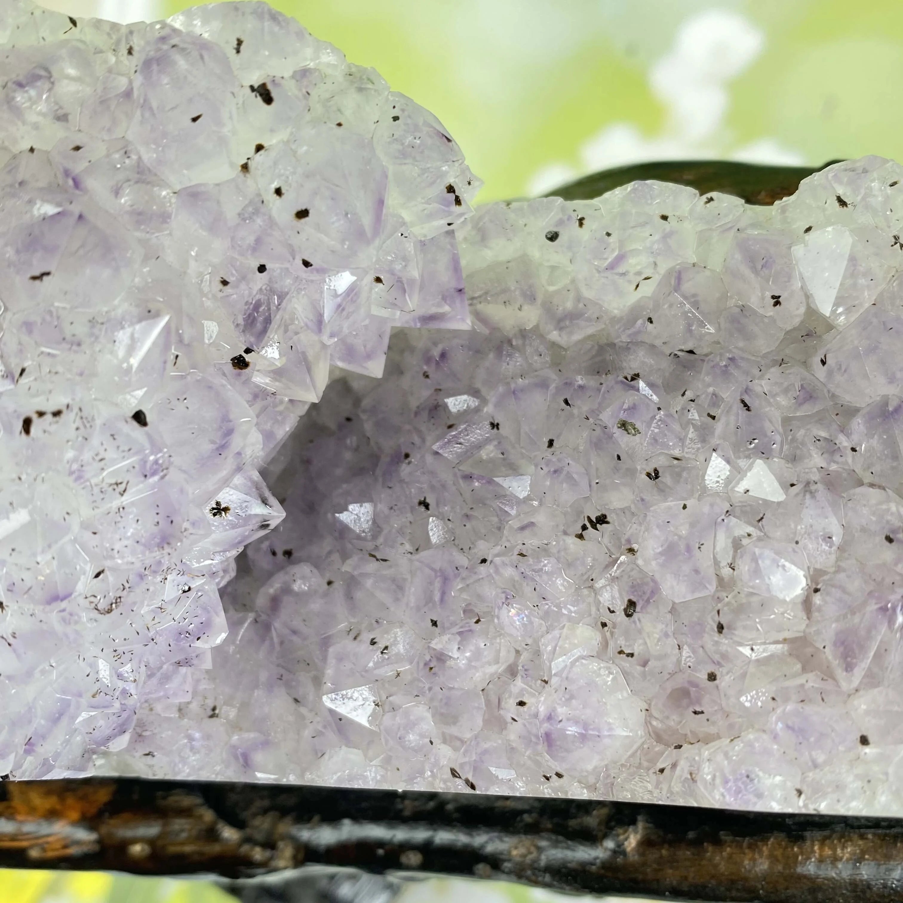 Natural Brazilian Amethyst Geode High-quality Amethyst Cluster with Wood Holder Crystal Rough Stone for Fengshui Home Decor
