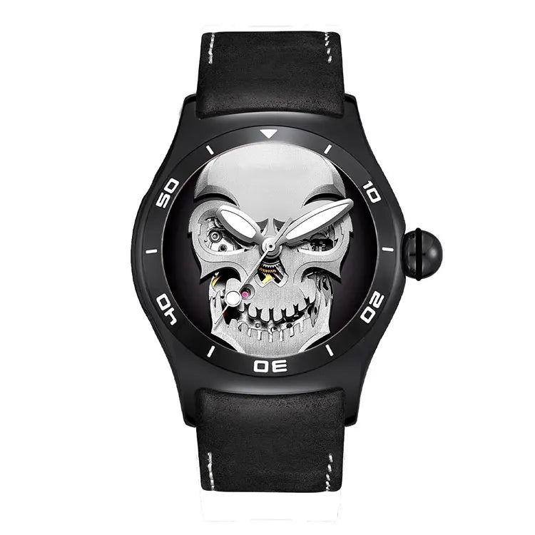 Wholesale Luxury Skeleton Ghost Decoration Dome-shaped Sapphire Stainless Steel Automatic Mechanical Watch High End Supplier