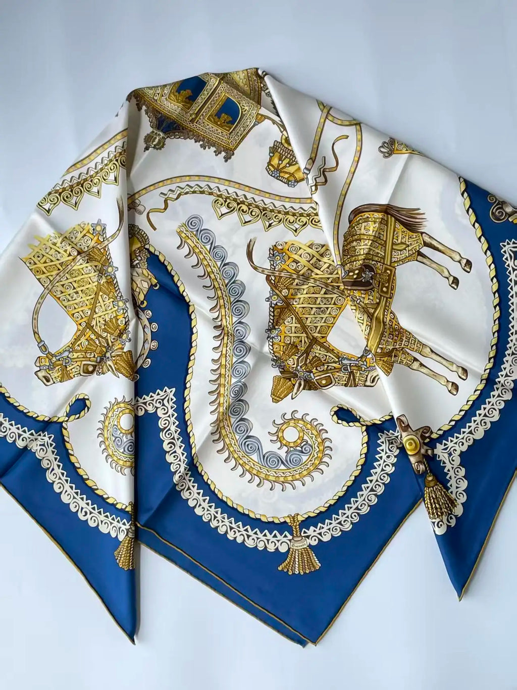 Luxurious 90*90cm Square Digital Toilet Paper Cart Printed Silk Scarf Gift Specially Designed for Elegant Individuals
