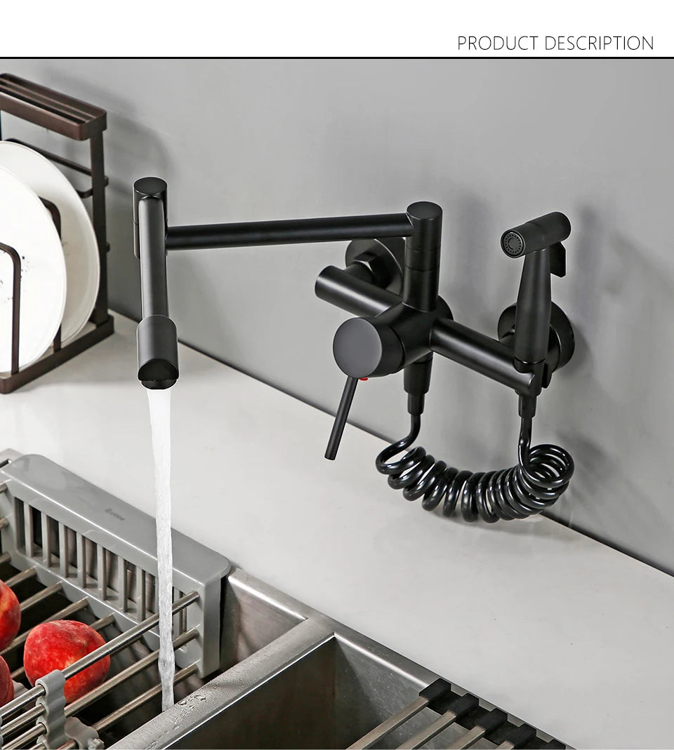 Wholesale Black Hot Sale Hot and Cold Pull Out Kitchen Mixer Tap Pot Filler Faucet Synchronize Airbrush Kitchen Faucet