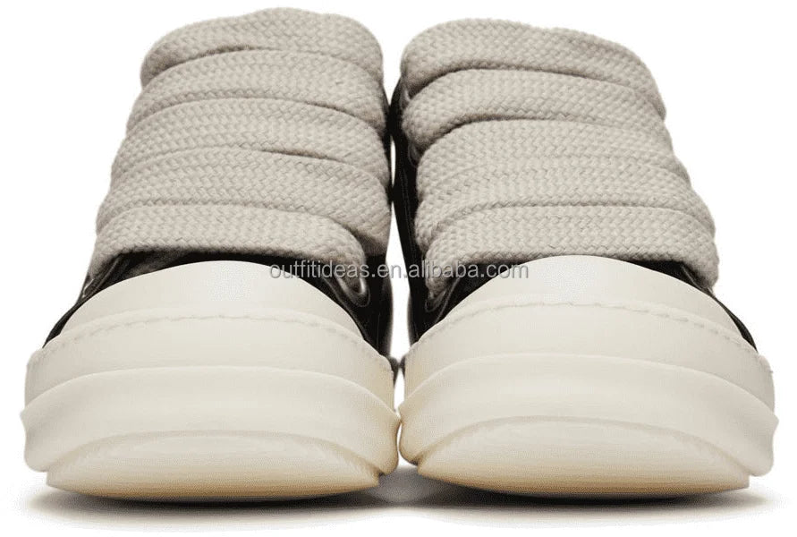 Top Quality Retro Smooth Calf Leather Sneakers for Women Calfskin Luxury Design Chunky Jumbo Lace Low Top Sneakers for Men