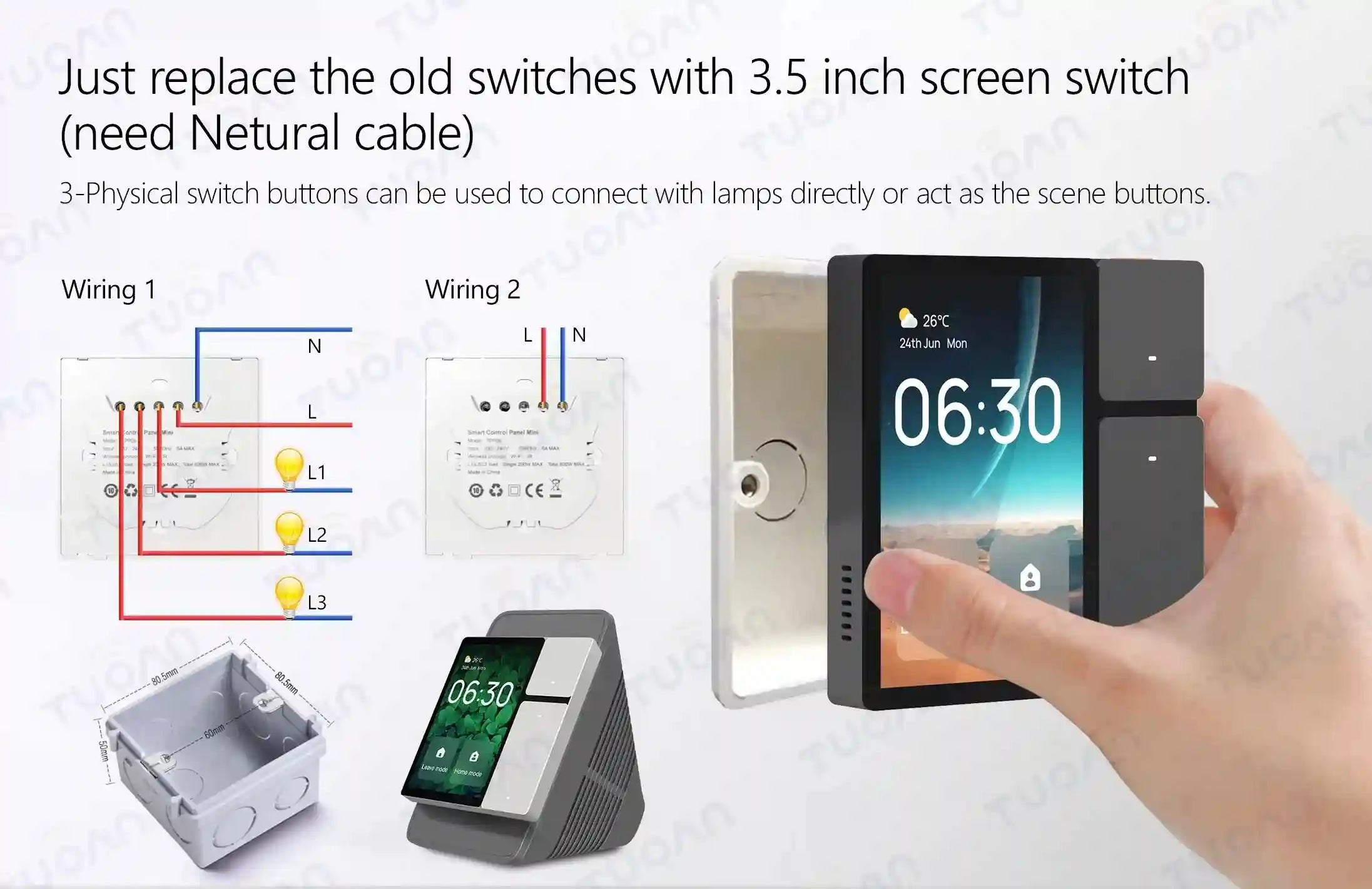 Tuya Smart Wireless Light Switch - EU Touch Panel - Model TPP06 Tidesmit