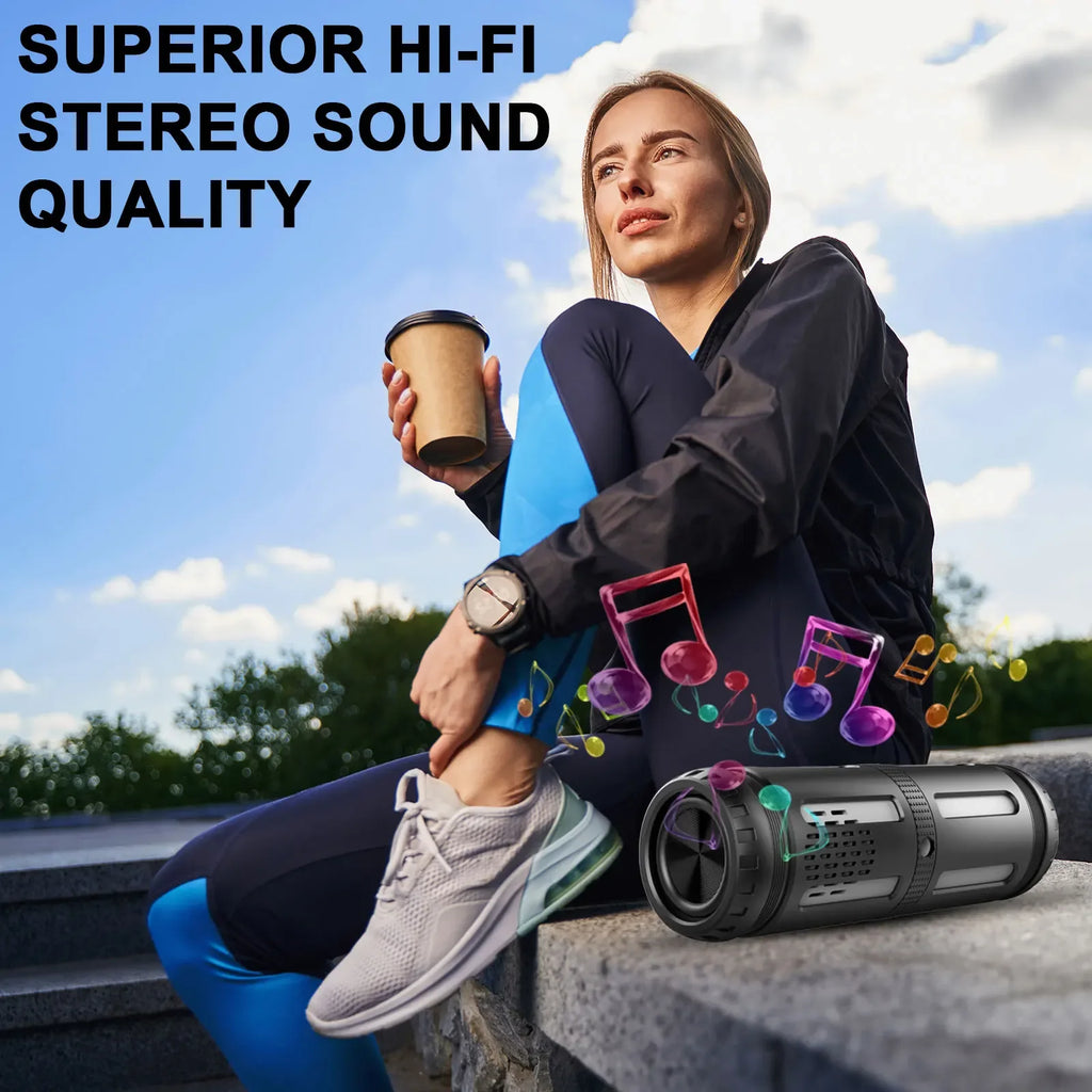 Portable Bluetooth Speaker with LED Flashlight - Black Wireless Audio My Store