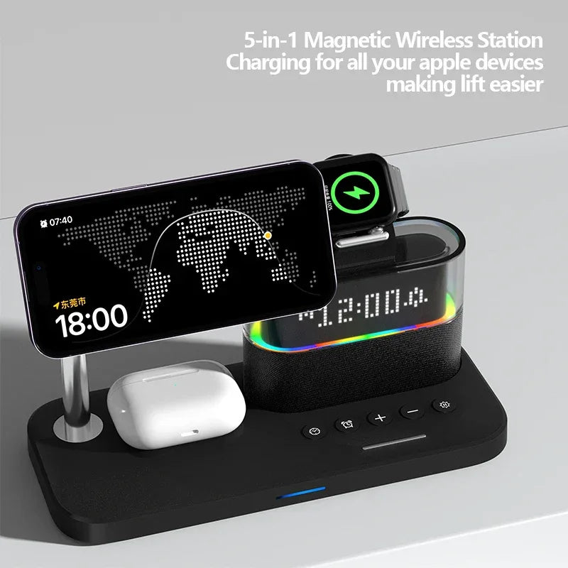 5-in-1 Magnetic Wireless Charger Stand with Fast USB-C PD Power Tidesmit