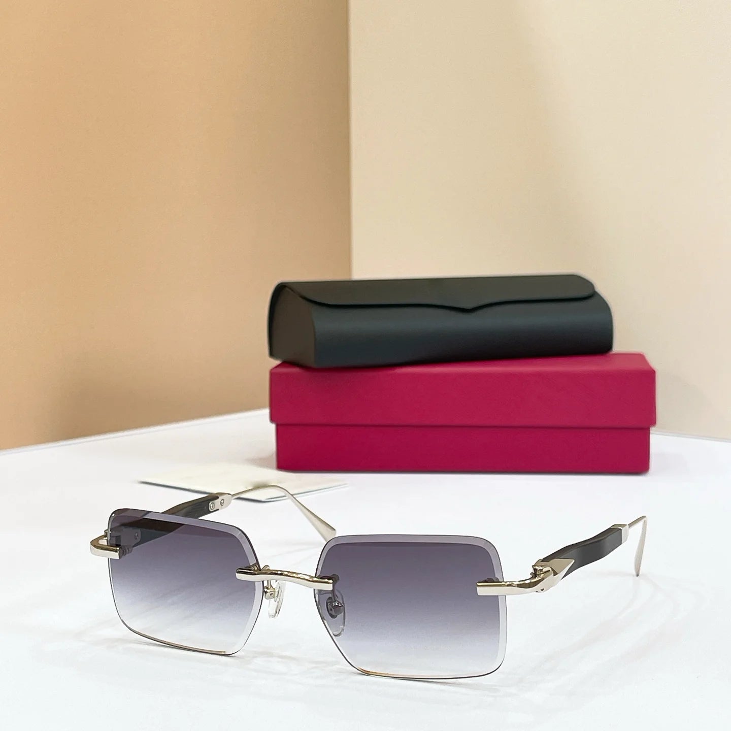 High-quality Luxury Designer Sunglasses-Polarized Lenses Rimless Frame-Light Weight Comfortable for Unisex Use-Trendy Logo
