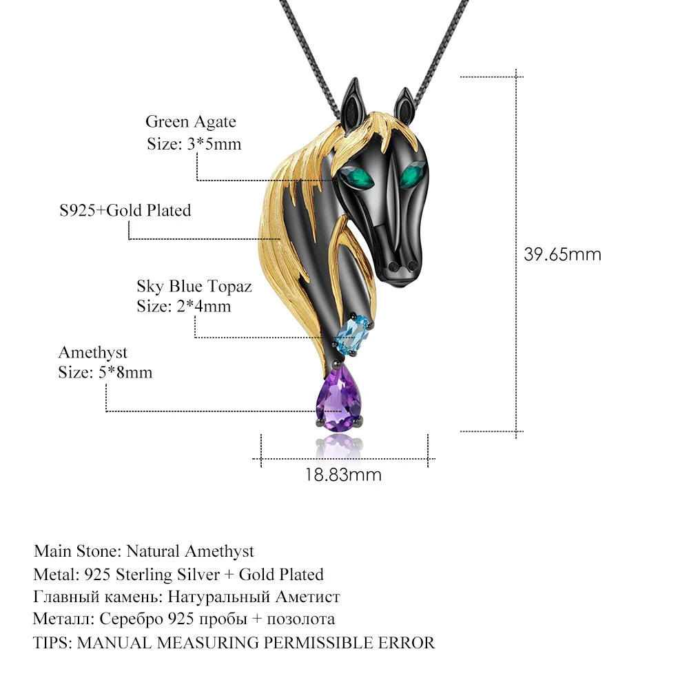 TIANSHE Italy High-end Design Horse Brooch Pendant Necklace Fashion Personality S925 Pure Silver Jewelry Accessories