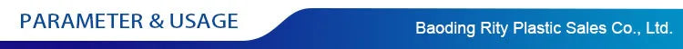 PARAMETER & USAGE header with company name at top