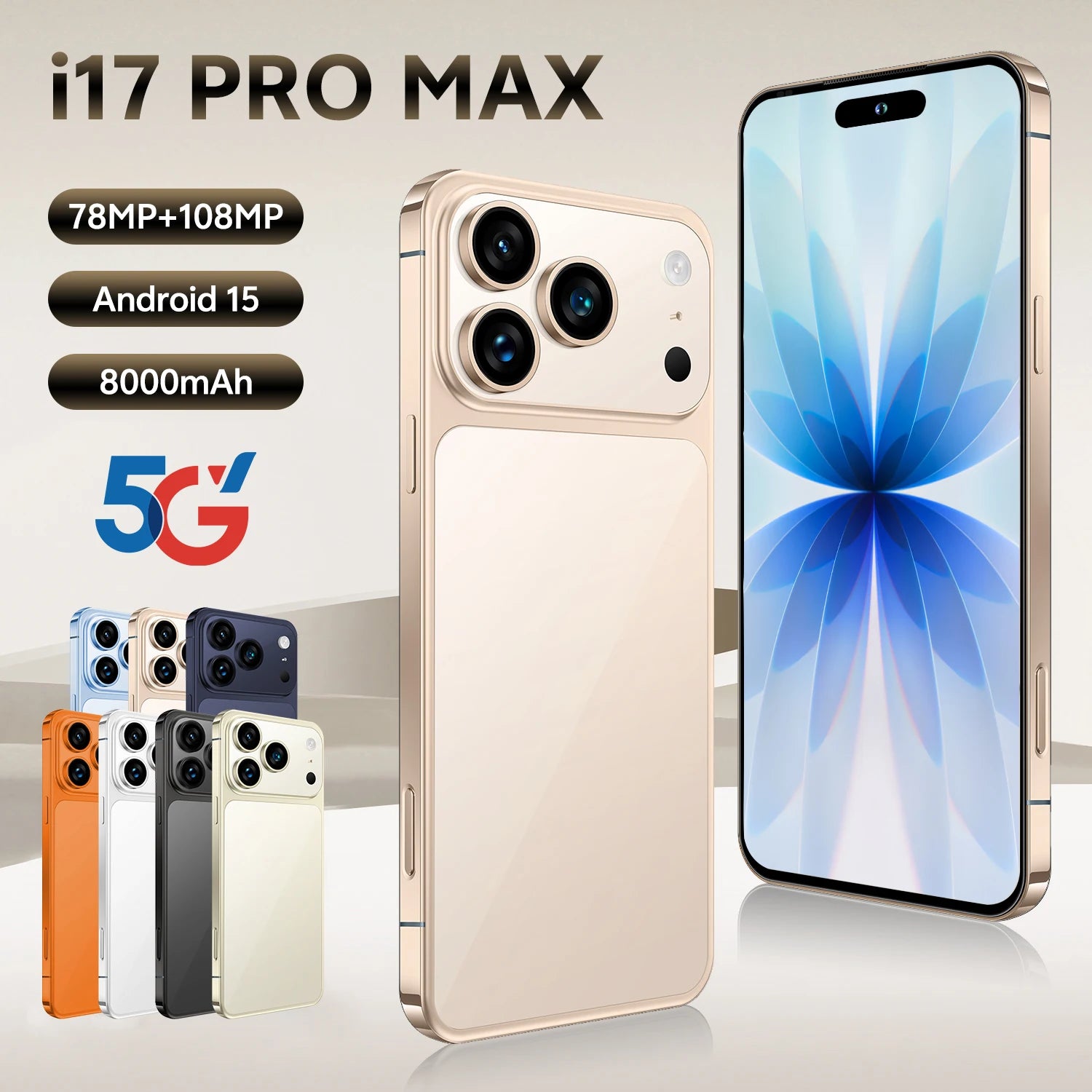 I17 Pro Max 5G Smartphone 1TB 16GB RAM AMOLED Display Tidesmit