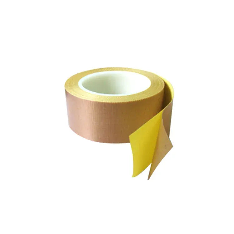 High-temperature insulation tape roll with tan backing and yellow edge