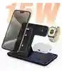 3-in-1 Foldable Wireless Charging Stand 15W Qi Certified Fast Charger Type C Black Tidesmit