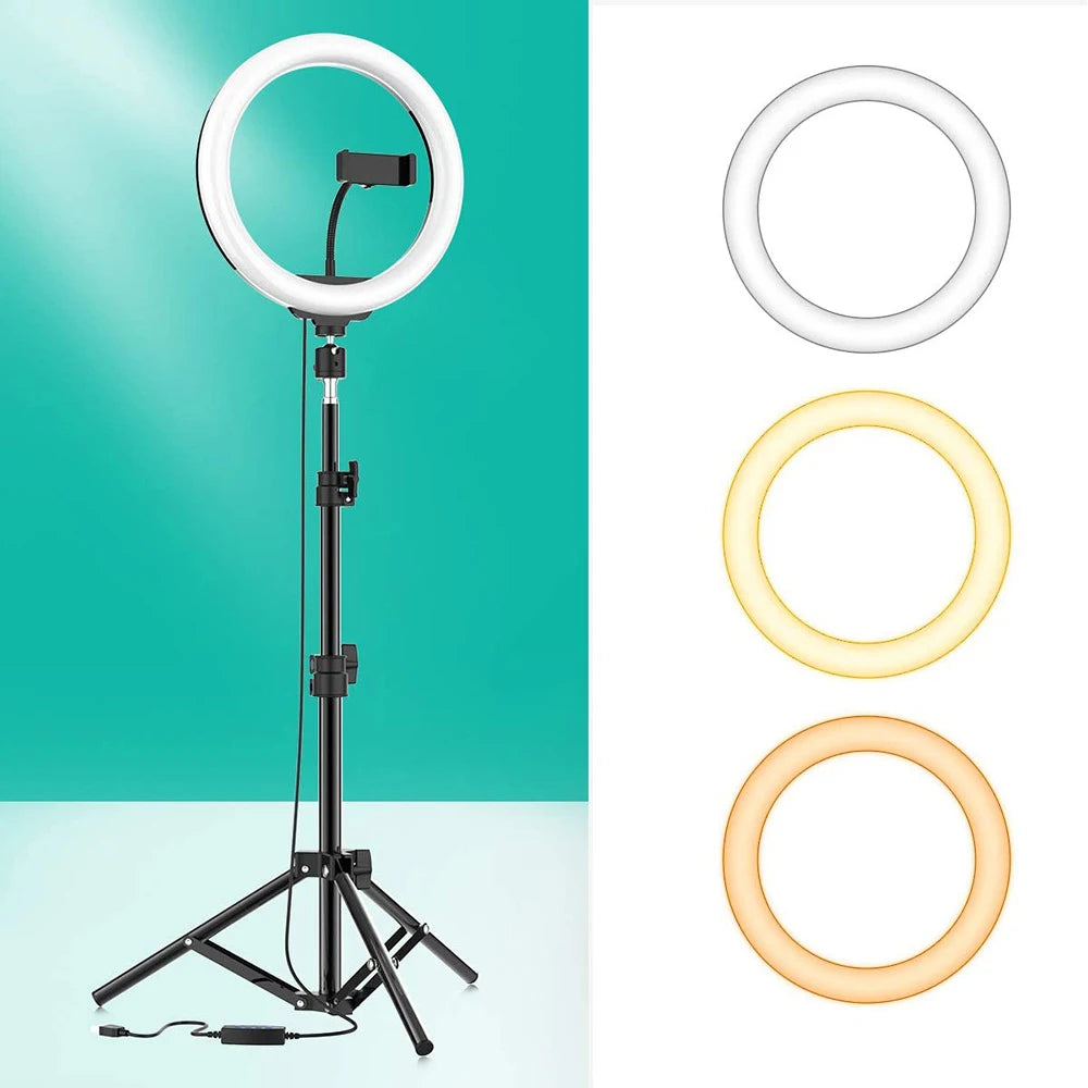 10 Inch LED Ring Light with Tripod Stand for Professional Video Lighting Tidesmit