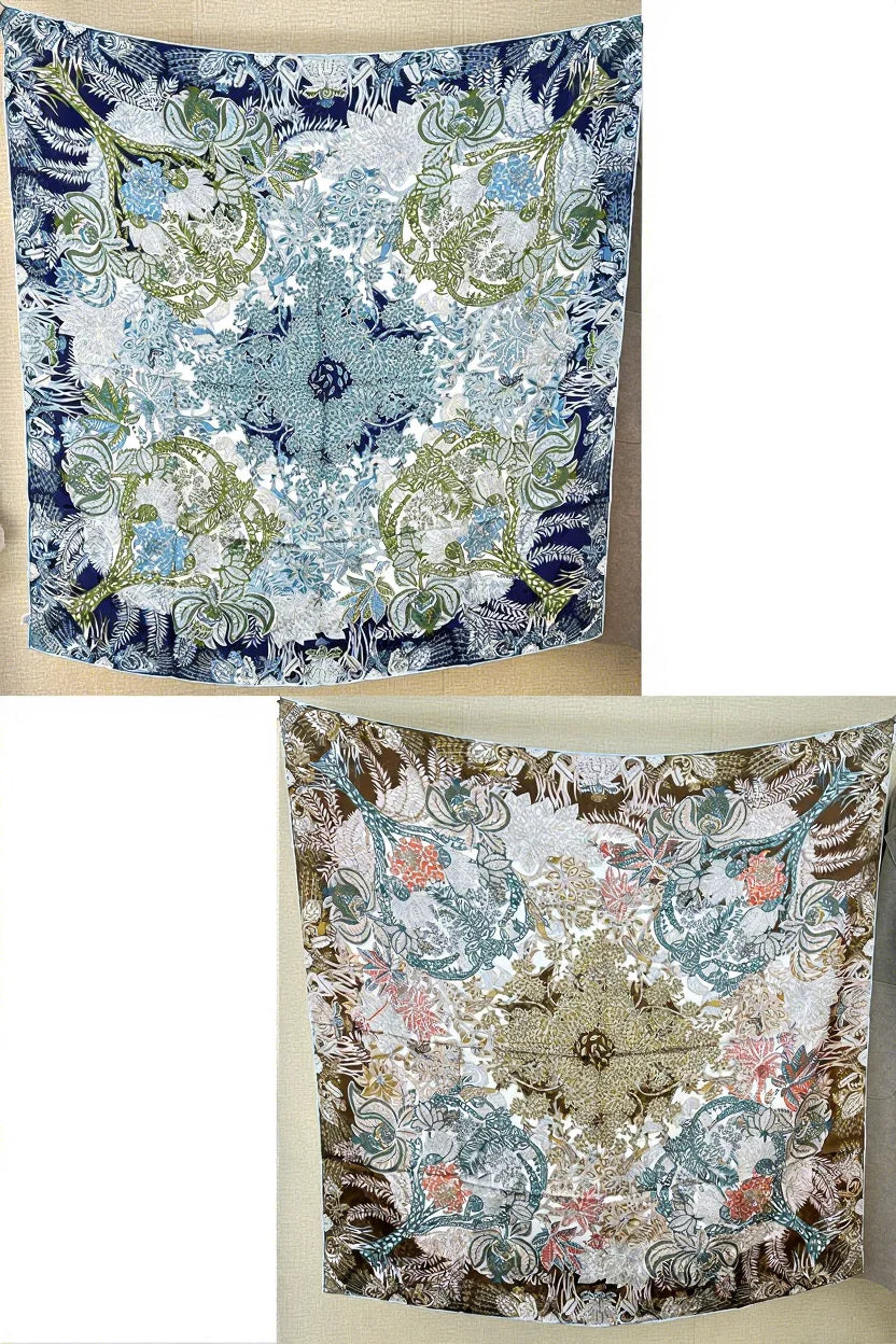 108cm Silk Twill Square Scarves 19MM Heavyweight Silk Printed Scarf 100% Mulberry Silk Two-tone Large Square Scarf