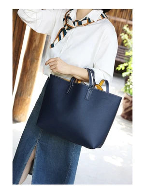 Women Luxury Genuine Leather Tote Soft Cowhide Handbag Two Sides Available Using Shoulder Bags Versatile And Durable