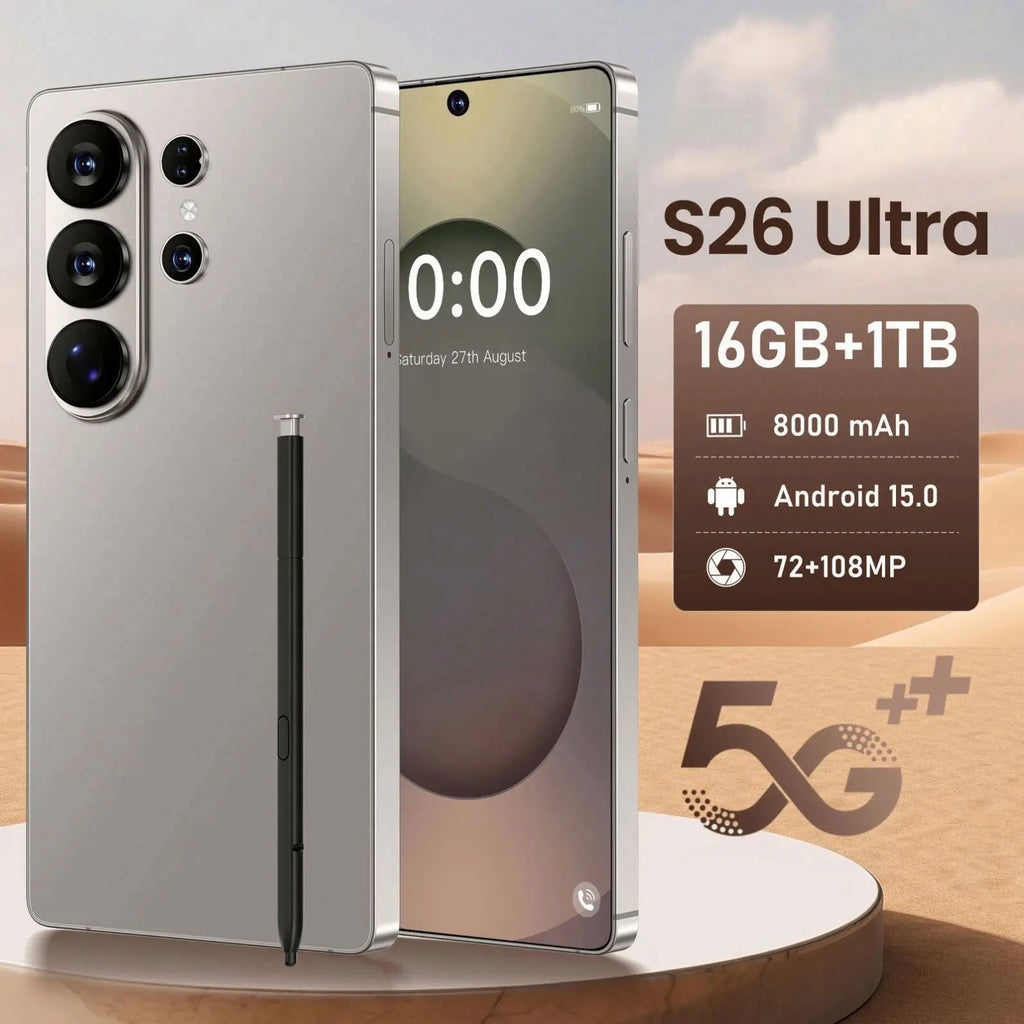 Hot Sale S26 Ultra 5G Smartphone 7.3 Inch Full HD Deca Core 16GB+1TB Memory Long Battery Life CDMA Face Unlock Wholesale Price