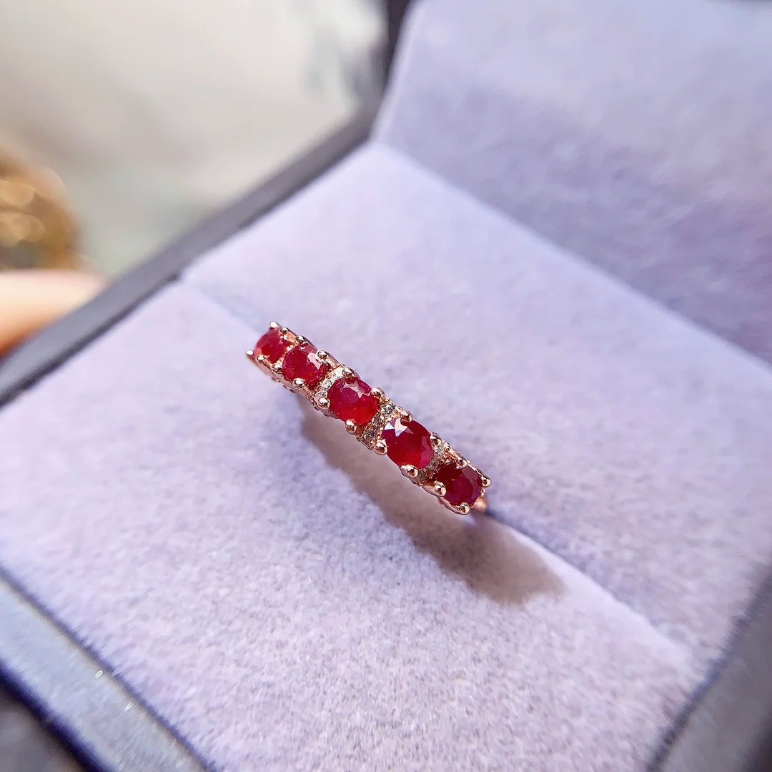 New Design OEM/ODM Luxury 925 Sterling Silver Gold-Plated Natural Ruby Ring for Women Anniversary