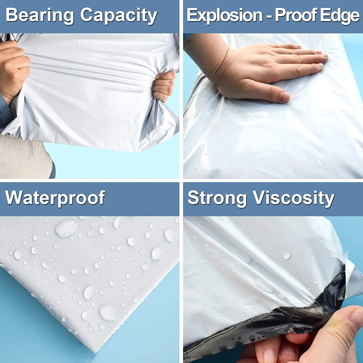 White plastic mailer bag material, flexible close-up