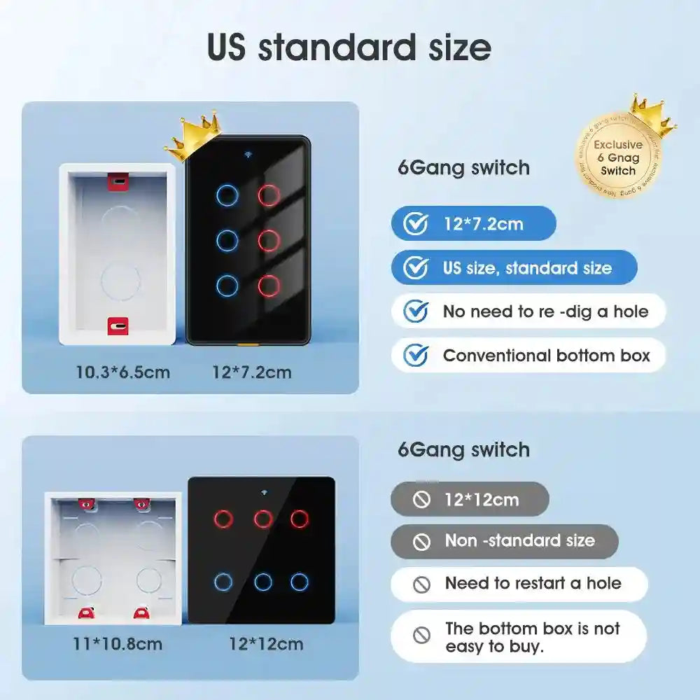 Smart WiFi Wall Switch | Alexa & Google Home Compatible | Tidesmit Tidesmit