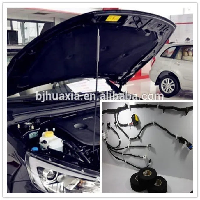 Automotive wire harness wrapped with cloth tape under car hood