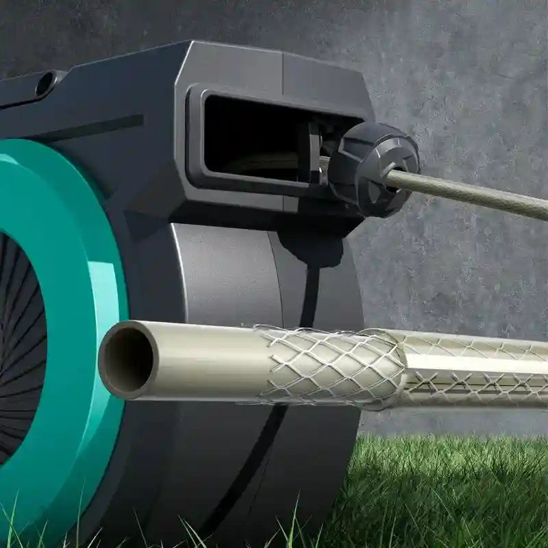 Retractable Garden Hose Reel 15m - Wall Mount Automatic Azure Tidesmit