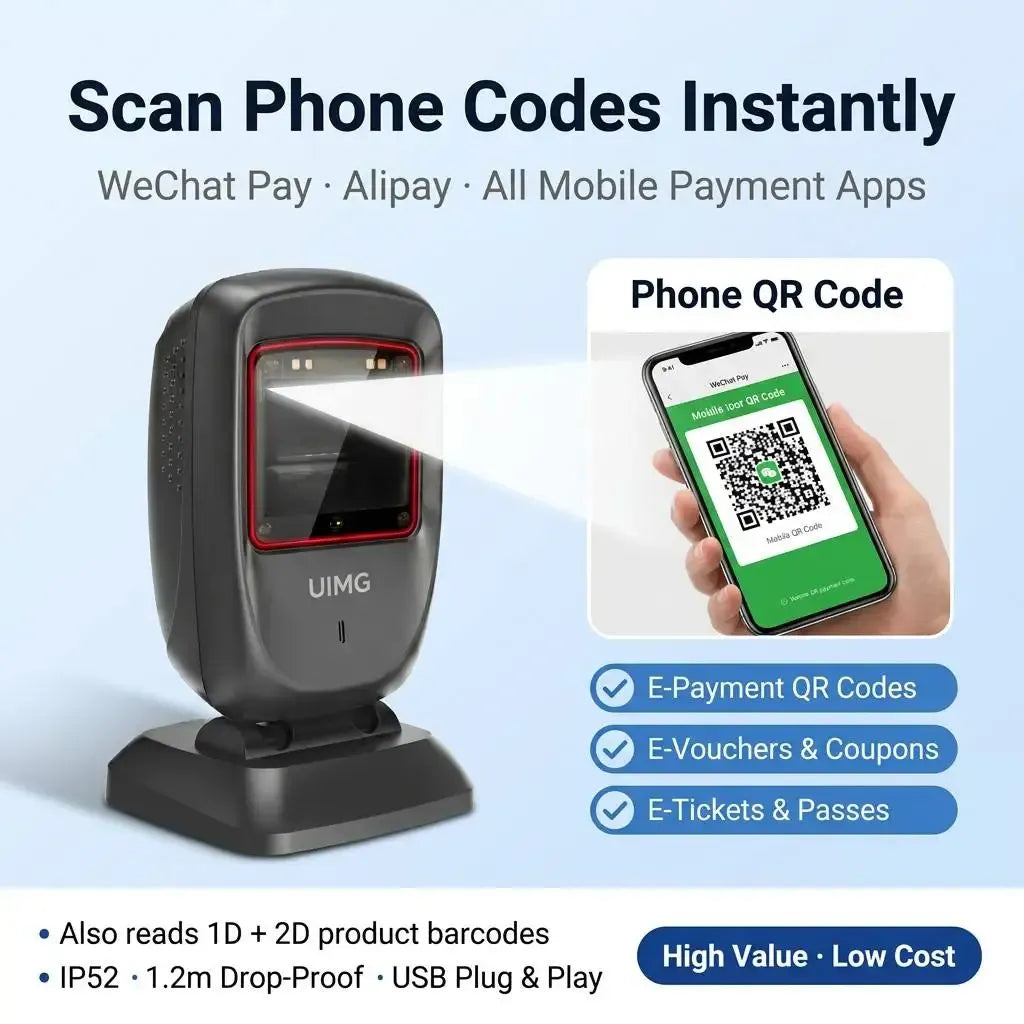 FS30 Budget-Friendly 2D QR Code Presentation Scanner USB Plug & Play for Convenience Store Mobile Cashier