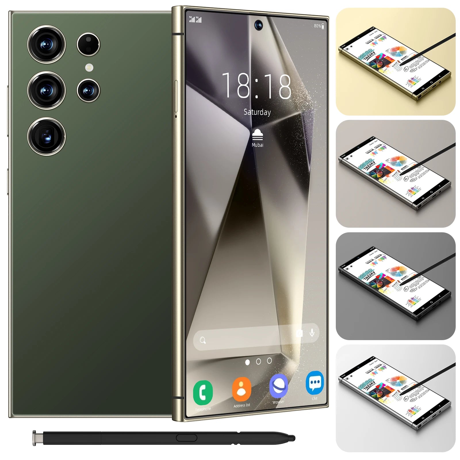 5G Smartphone 1TB 16GB RAM Dual SIM Unlocked Android Device dark green 16g 1TB Tidesmit
