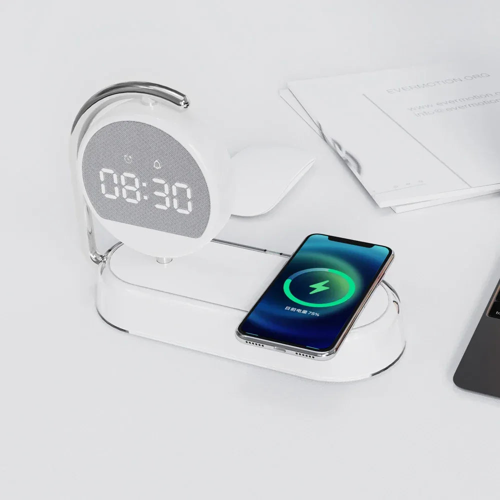 3-in-1 Portable Charger: Fast Charging Power Bank & Alarm Clock - White Tidesmit
