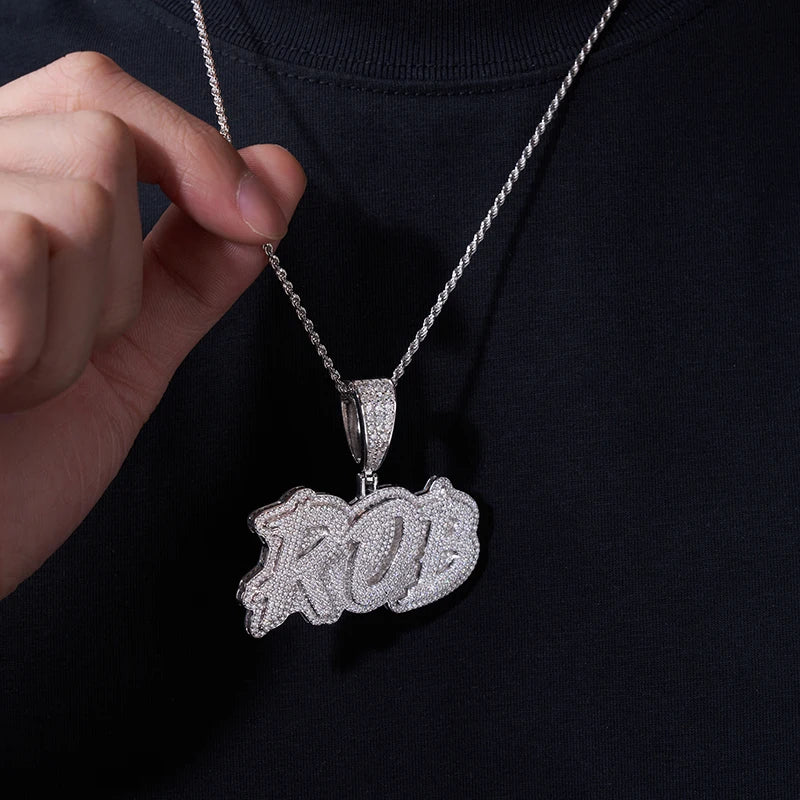ROB Letter Moissanite Pendant GRA Certified Iced Out Mens Hip Hop 925 Silver D Color VVS Chain Pendant Fine Jewelry