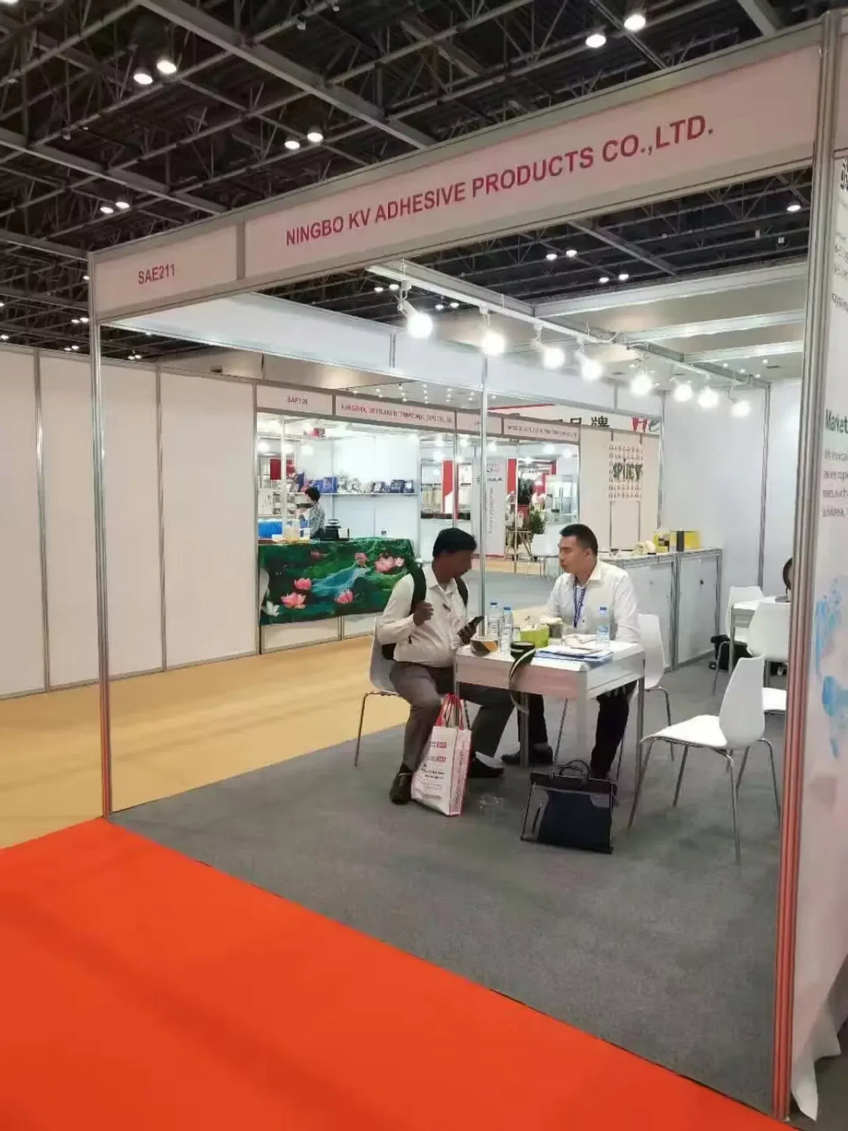 Adhesive tape supplier booth interior at trade show