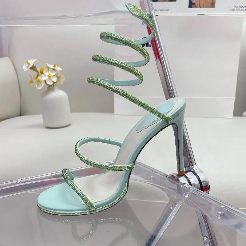 2023 Talon De Mariage Real Leather Silver Sole Wrap Around Luxury Heels for Lady