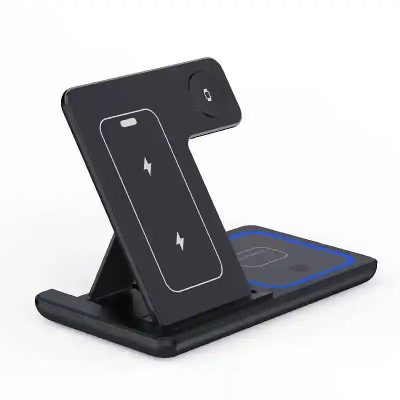 3-in-1 Foldable Wireless Charger Stand - Fast Qi Certified Charging Tidesmit