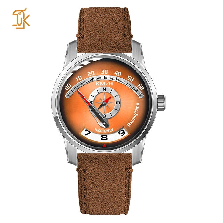 Racing Time Luxury Men Mechanical Wristwatch Sw200 Automatic Retrograde Design & Sapphire Luminous Carbon Fiber Dial Watches