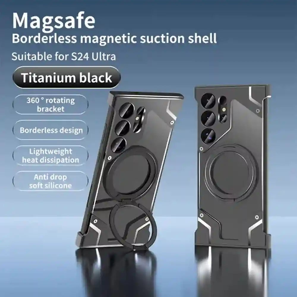 Galaxy S24 Ultra Metal Case with Magnetic Rotating Stand & Drop Protection Tidesmit