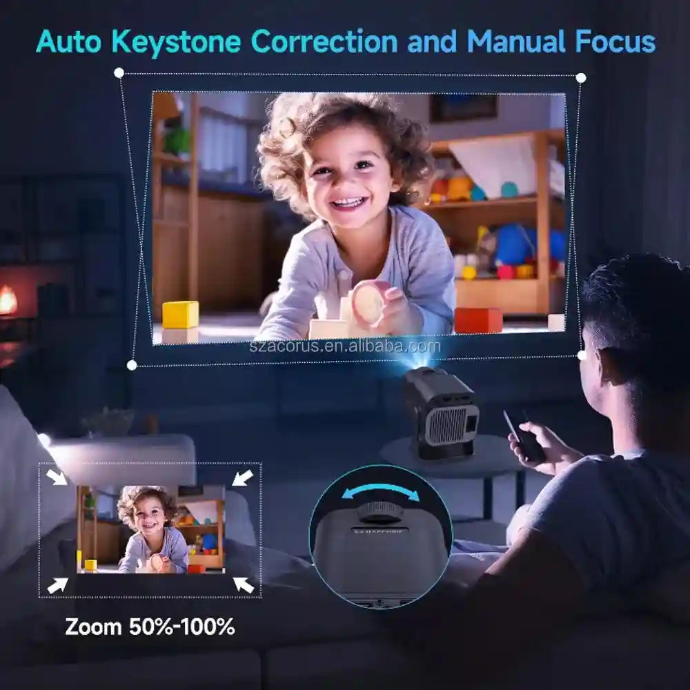 Portable 4K Projector - Smart Android Home Theater System (Black) Tidesmit