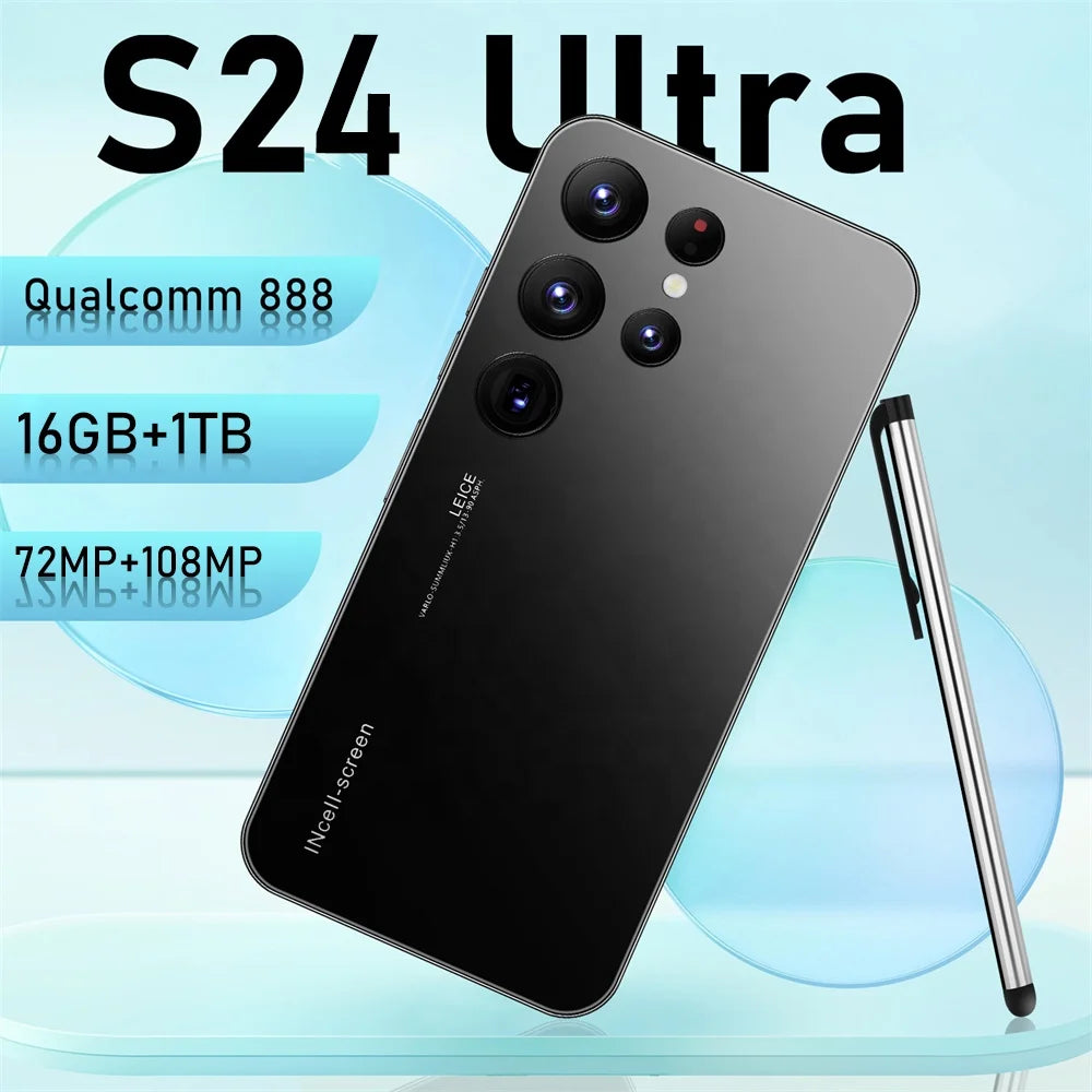 Hot Sale S24 Ultra 5G Smartphone 16GB+1TB 7.3 Inch HD Screen Android 13 Dual Card Unlocked High Quality Mobile Phone