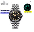 CRONOS Men Automatic Watch 37mm Mechanical Wristwatch Sapphire Diver 20ATM Waterproof BGW-9 Luminous PT5000 SW200 Ceramic Bezel