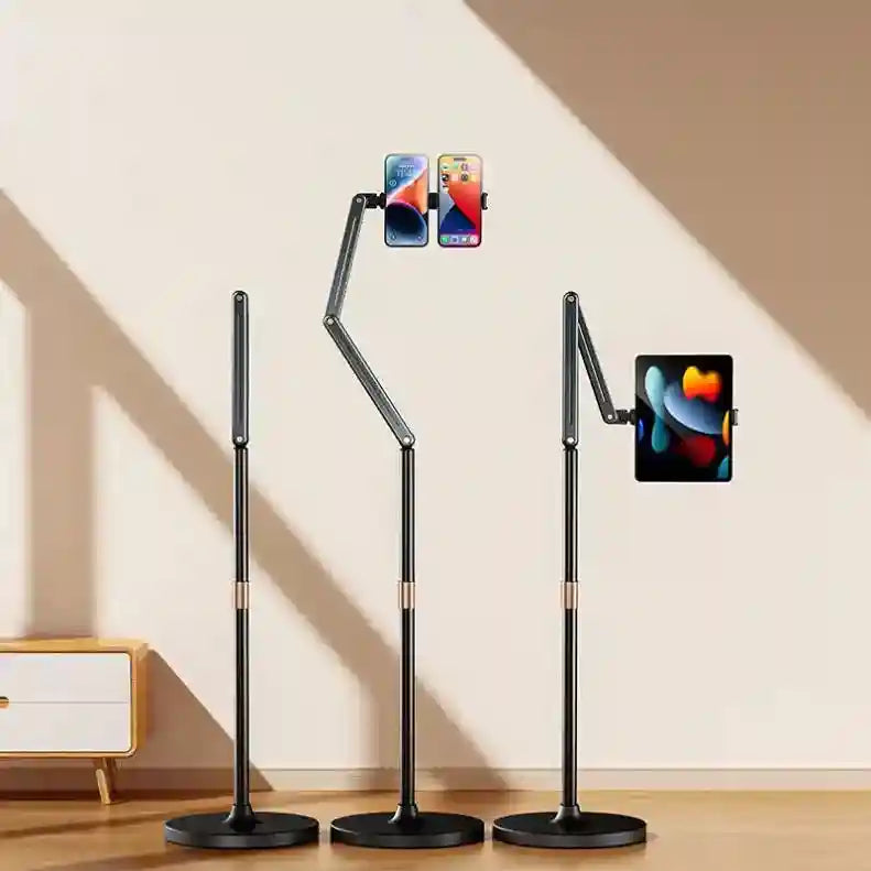 Adjustable Floor Phone Stand 360-Degree Rotating Metal Holder Tidesmit