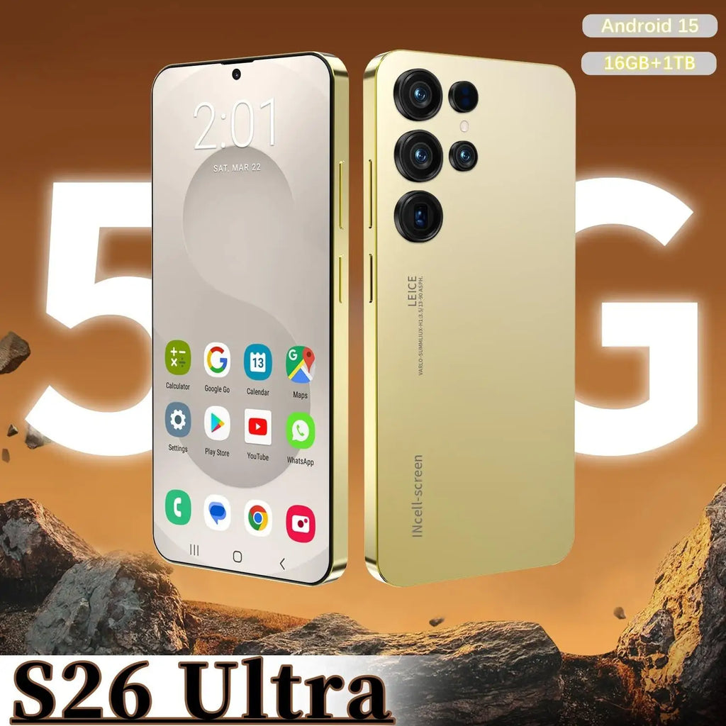 2026 New S26 Ultra 5G Smartphone Original 7.3 Inch 16GB+1TB 108MP HD Beauty Camera Unlocked Dual Card Android 15 Mobilephone