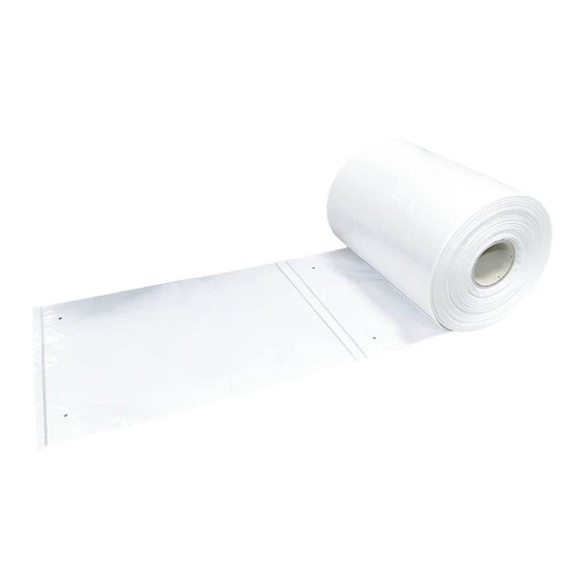 White PE pre-opened auto rolling bag roll with perforated pre-opened strip