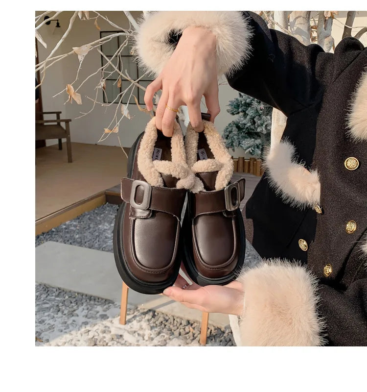 Classic Designers Hot Selling Inner Durable Dress Shoes Keep Warm Ladies Comfortable Casual Loafers Winter Shoes for Women