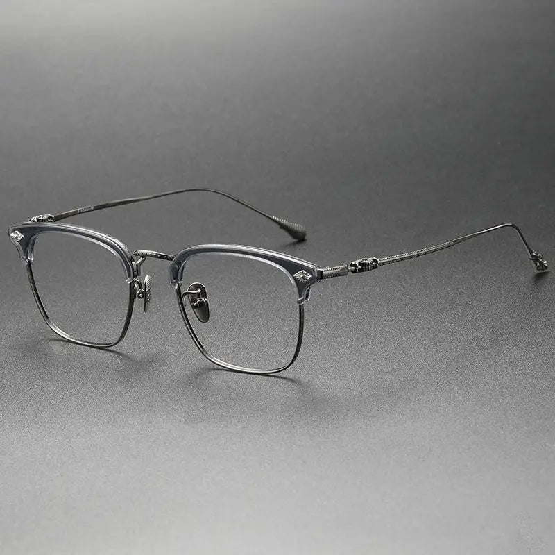 Designer Luxury Eyewear for Men Titanium Optical Frames with Gold Acetate and AC Lens Lunette Gafas Lente with Printed Pattern