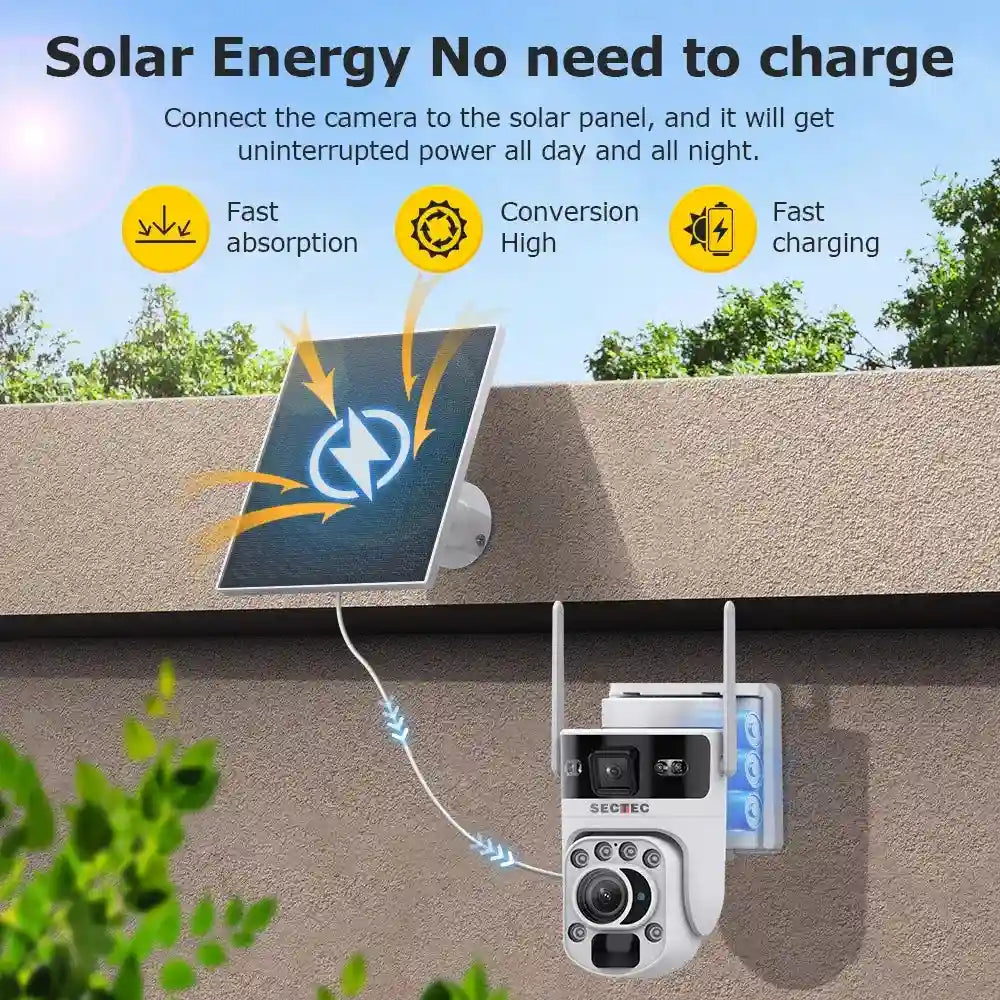 4K Solar Security Camera: Dual Lens PTZ Smart Home Surveillance System Tidesmit