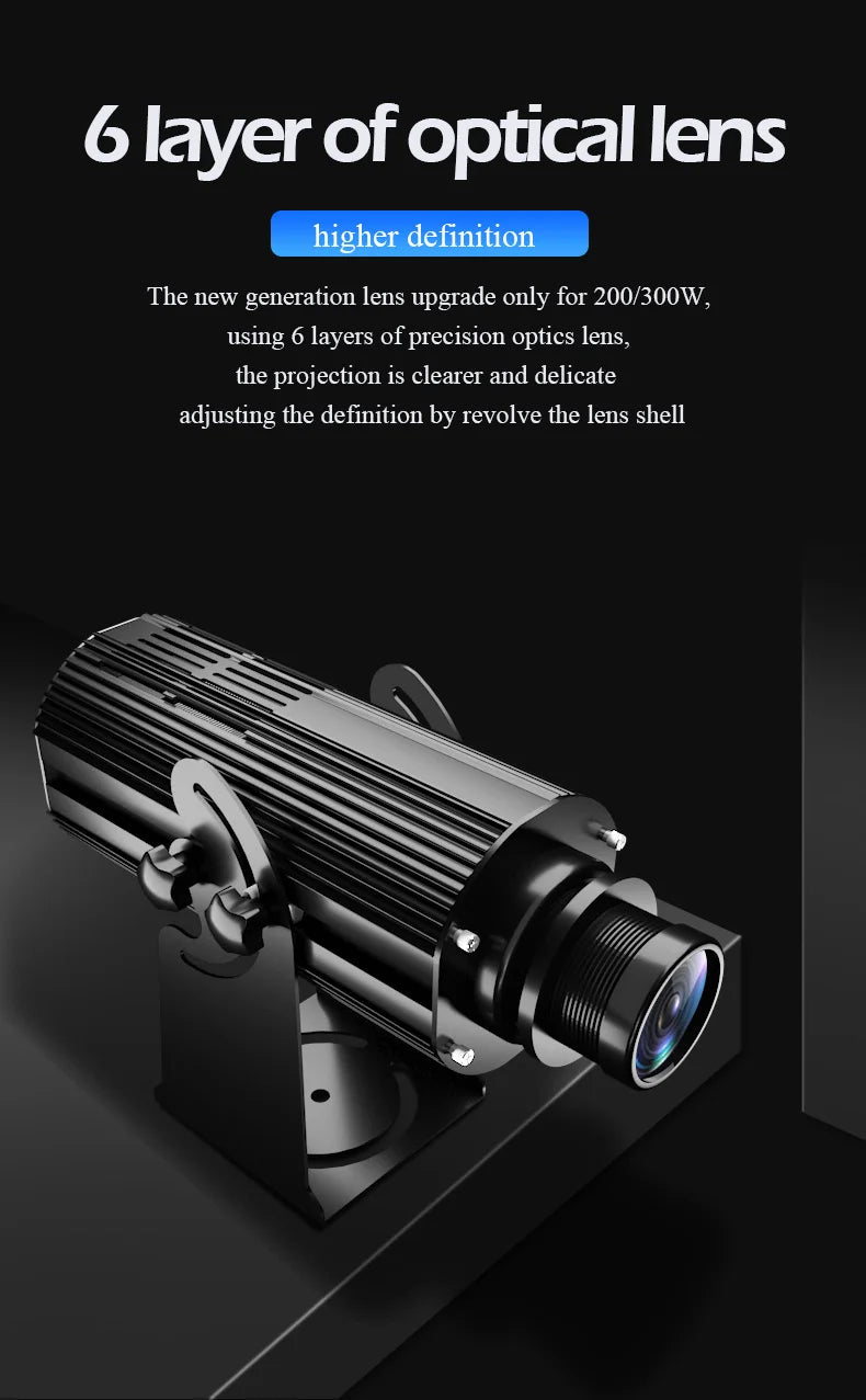 High Power 200W 300W Laser Light Projector ADS Logo Advertising Laser Show Text Customized Gobo Projection for Events