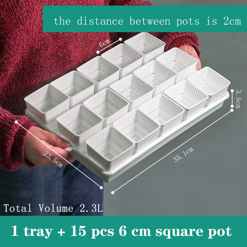 Meshpot 16-Pack Succulents Pots Plastic Flower Pot Plants Container Seedlings Nursery Supplies Home Decoration (Inner Dia. 6CM)