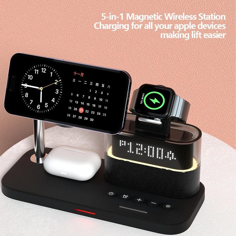 5-in-1 Magnetic Wireless Charger Stand with Fast USB-C PD Power Tidesmit