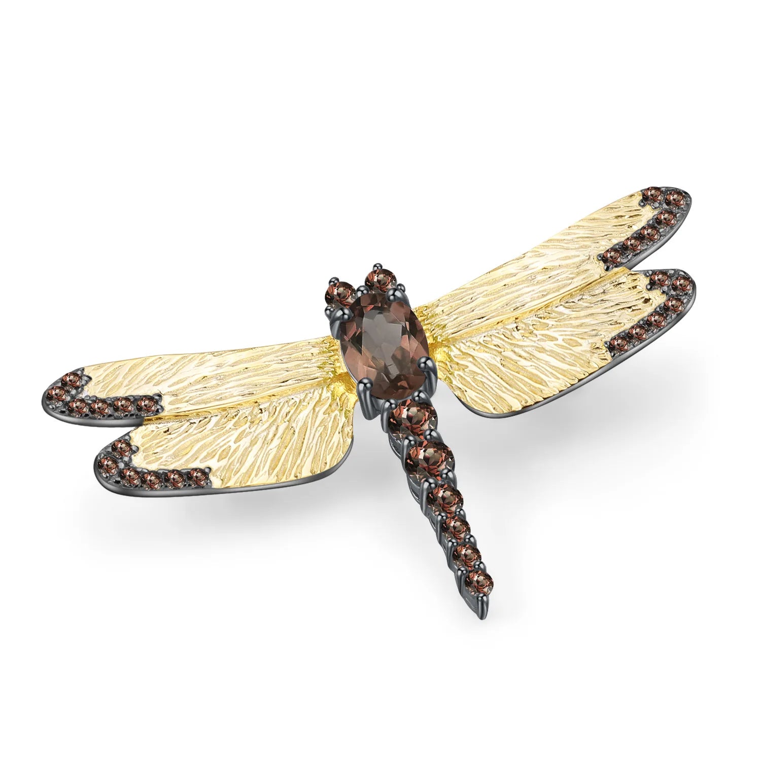 TIANSHE New Chinese Style Vintage Original Natural Gemstone Dragonfly Brooch High-end S925 Pure Silver Suits Accessories Gift