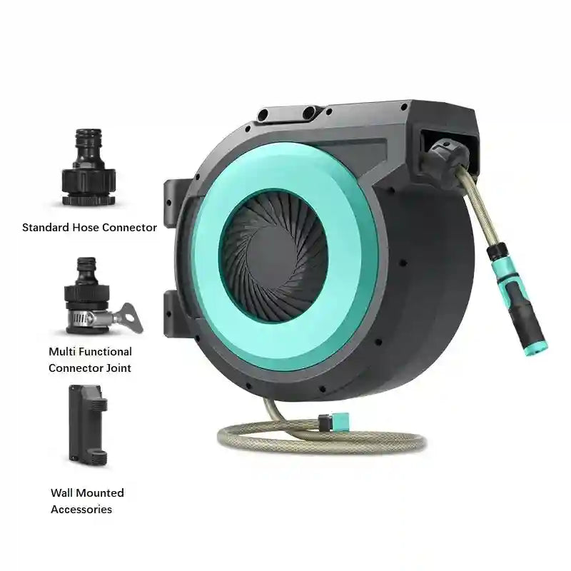 Retractable Garden Hose Reel 15m - Wall Mount Automatic Azure Azure K15 15m(50feet) Tidesmit
